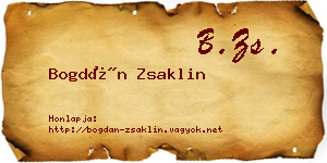 Bogdán Zsaklin névjegykártya