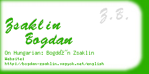 zsaklin bogdan business card